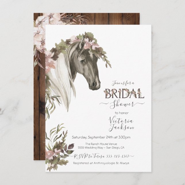 Floral Horse Ranch Bridal Shower Invitation (Front/Back)