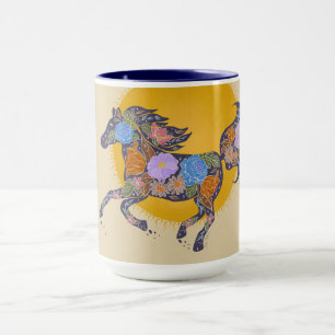 Floral Horse Silhouette_Purple Mug Cup