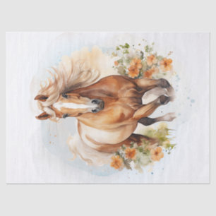 Floral Horse Watercolor Tissue Paper