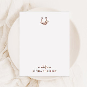 Floral Horseshoe Minimalist Chic Western Monogram Card
