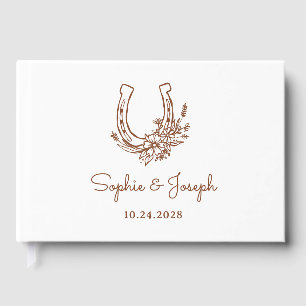 Floral Horseshoe Minimalist Chic Western Wedding Guest Book