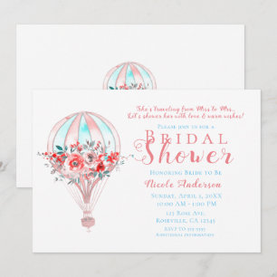 Floral Hot Air Spring Travelling Bridal Shower Invitation