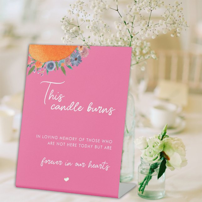 Floral Hot Pink This Candle Burns In Loving Memory Pedestal Sign (Creator Uploaded)