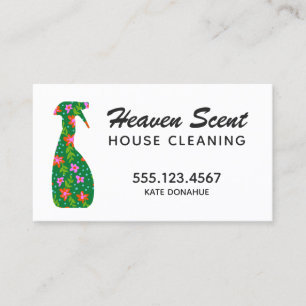 Floral House Cleaner Cleaning Service Business Card