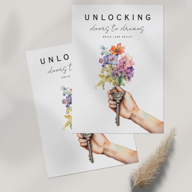 Floral House Keys Real Estate Marketing  Postcard (Creator Uploaded)