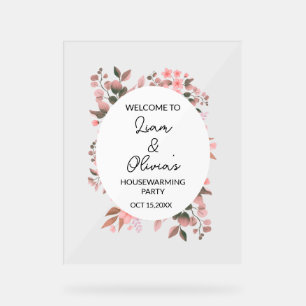 Floral Housewarming Party Entrance Welcome Acrylic Sign
