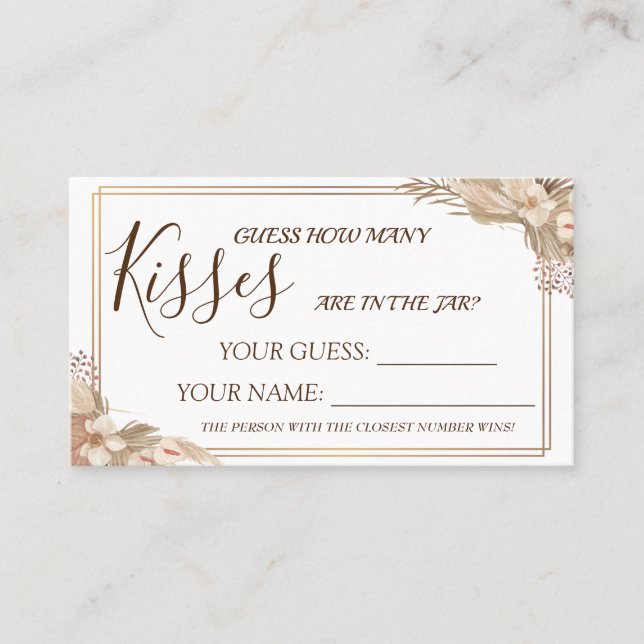 Floral How many kisses Bridal Shower card game (Front)