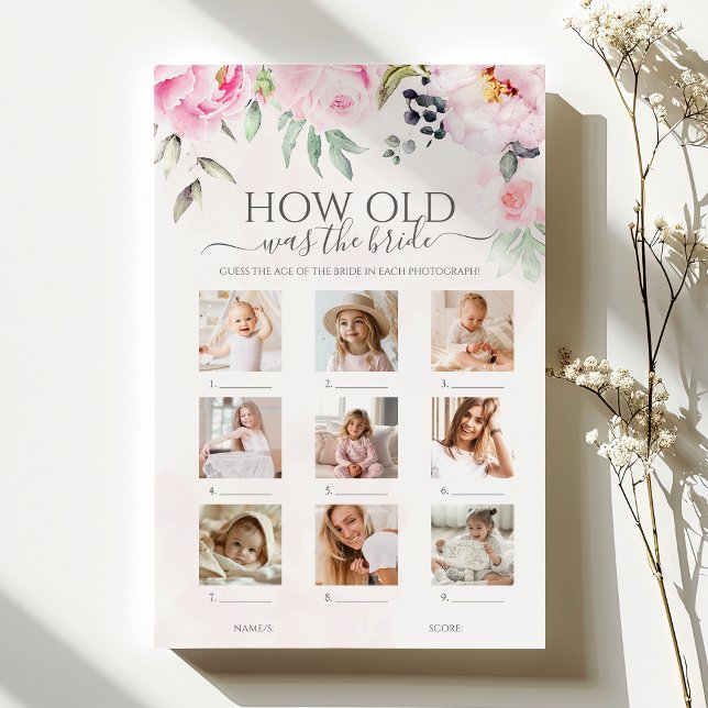 Floral How Old Was The Bride Bridal Shower Game (Creator Uploaded)