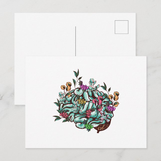 Floral Human Brain Mental Health Awareness  Postcard (Front/Back)