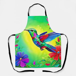 Floral Hummingbird Art Design Apron