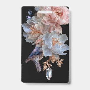 Floral Hummingbird Badge ID Badge