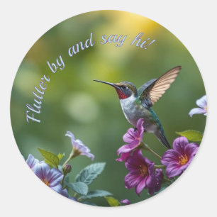 Floral Hummingbird  Classic Round Sticker