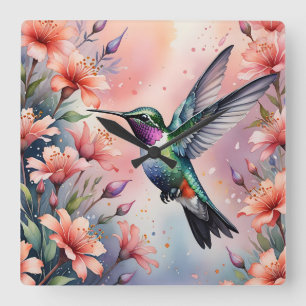 floral hummingbird clock