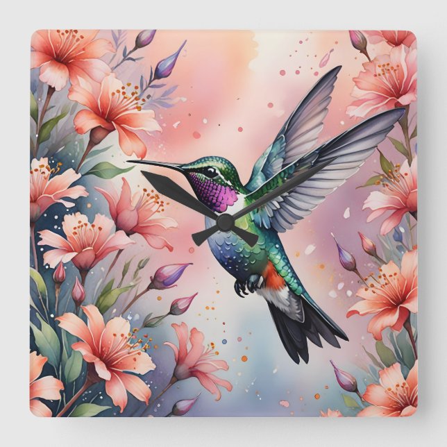 floral hummingbird clock (Front)