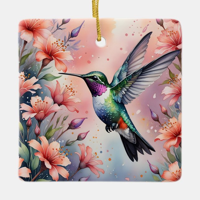 floral hummingbird ornament (Front)