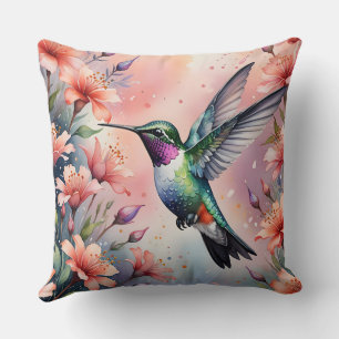 floral hummingbird pillow
