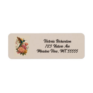 Floral Hummingbird Return Address Label