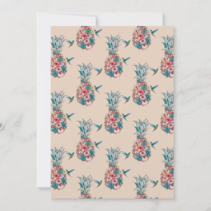 Floral Hummingbird Tropical Pineapples Cream Holiday Card