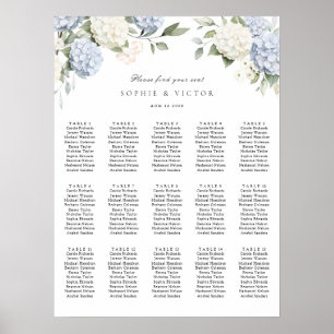 Floral Hydrangea 15 Table Wedding Seating Chart