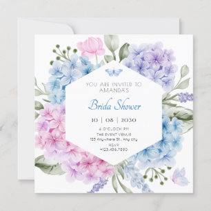Floral hydrangea bridal shower invitation
