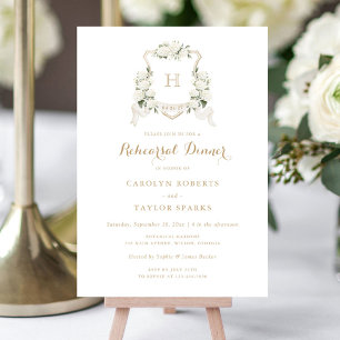 Floral Hydrangea Crest Rehearsal Dinner Wedding Invitation