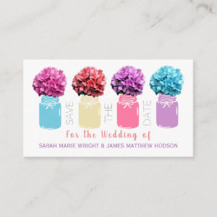Floral Hydrangea Mason Jars, Save the Date Enclosure Card