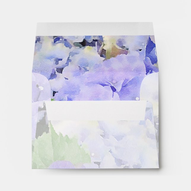 Floral Hydrangea Watercolor Lined Envelopes (Back (Bottom))