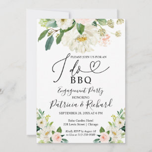 Floral I DO BBQ Engagement Party Invitation