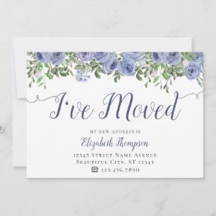 Floral I Have Moved New Address Dusty Blue Moving Announcement