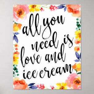 Floral Ice Cream Bar Wedding Station Sign 8x10