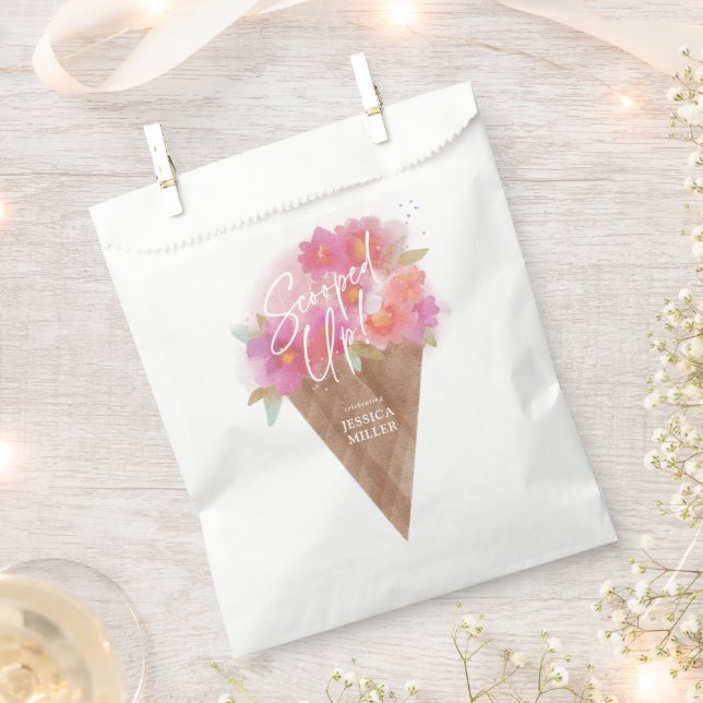 Floral Ice Cream Cone Bridal Shower Scooped Up Favour Bags (Clipped)