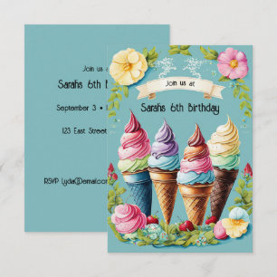 Floral Ice Cream Delight Invitation
