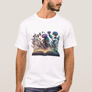 Floral Illumination: Blossoming Knowledge in Neon T-Shirt