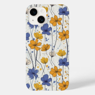 Floral illustration, abstract wildflowers, modern Case-Mate iPhone 14 case