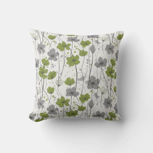 Floral illustration, abstract wildflowers, modern cushion