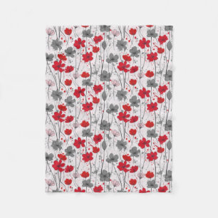 Floral illustration, abstract wildflowers, modern fleece blanket