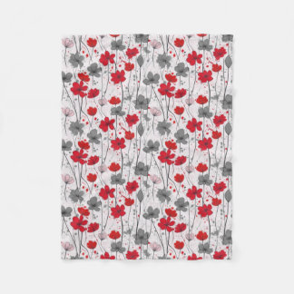 Floral illustration, abstract wildflowers, modern fleece blanket