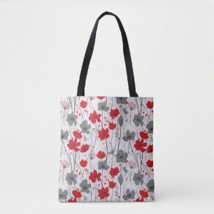 Floral illustration, abstract wildflowers, modern tote bag