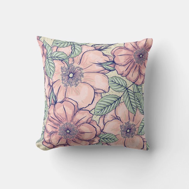Floral illustration cushion (Front)