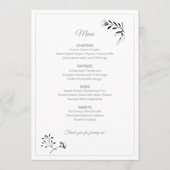 Floral Illustration Menu Card (Front)