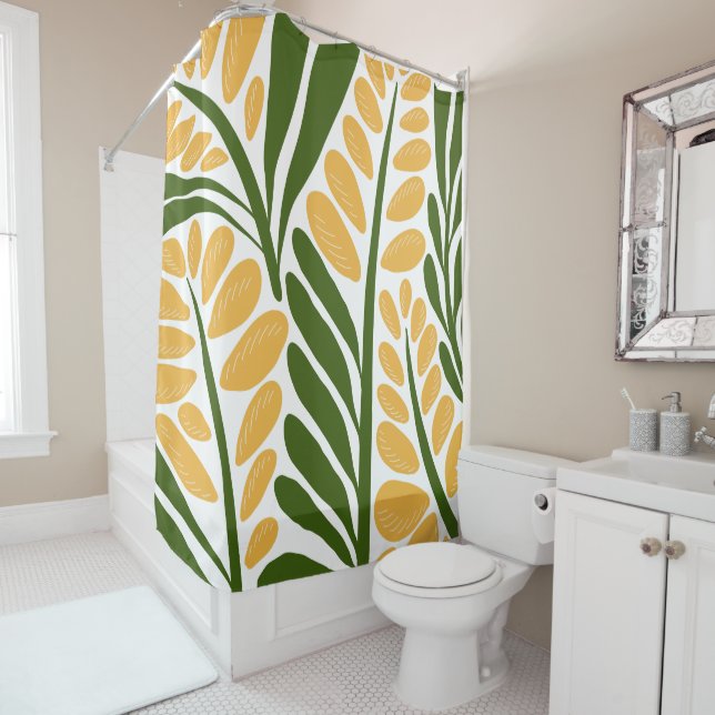 Floral Illustration Shower Curtain (In Situ)