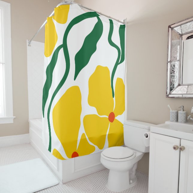 Floral Illustration Shower Curtain (In Situ)