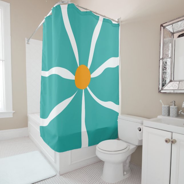 Floral Illustration Shower Curtain (In Situ)