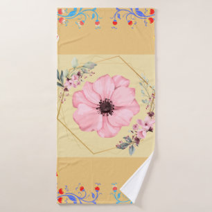 Floral Illustration, Spring Inspired Flowers Bath Towel Set