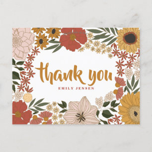 Floral Illustration Thank You Postcard