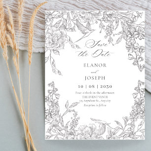 Floral illustration wedding save the date