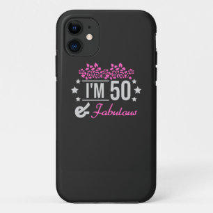 floral im 50 years old and fabulous saying Case-Mate iPhone case