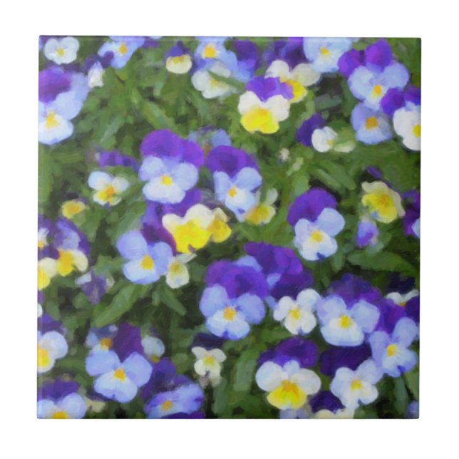 Floral Impressions Italian Pansies Tile Trivets (Front)
