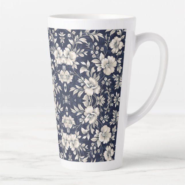 Floral in Blue Latte Mug (Right)
