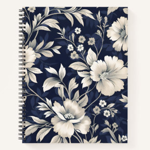 Floral in Blue Notebook